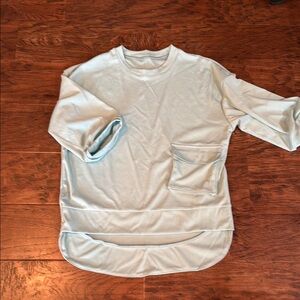 Light Blue Short Sleeve Top with Pocket white layering shirt matching pants